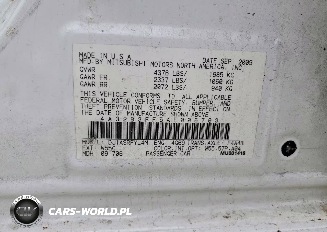 2010 Mitsubishi Galant Es VIN:4A32B3FF5AE006703 - 12