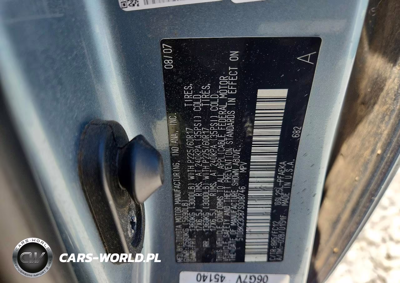2007 Toyota Sienna Le VIN:5TDBK23C87S008746 - 13
