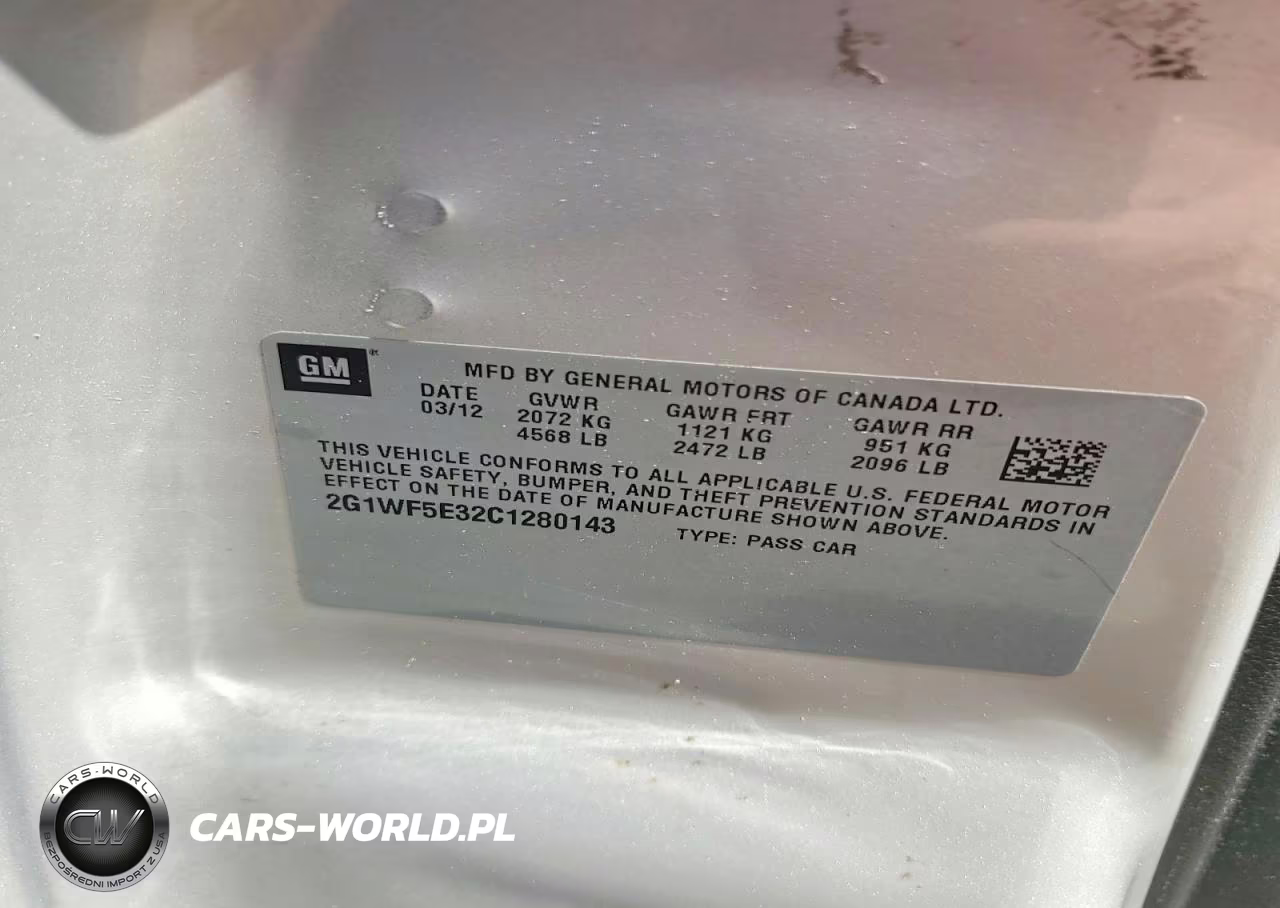 2012 Chevrolet Impala Ls VIN:2G1WF5E32C1280143 - 12