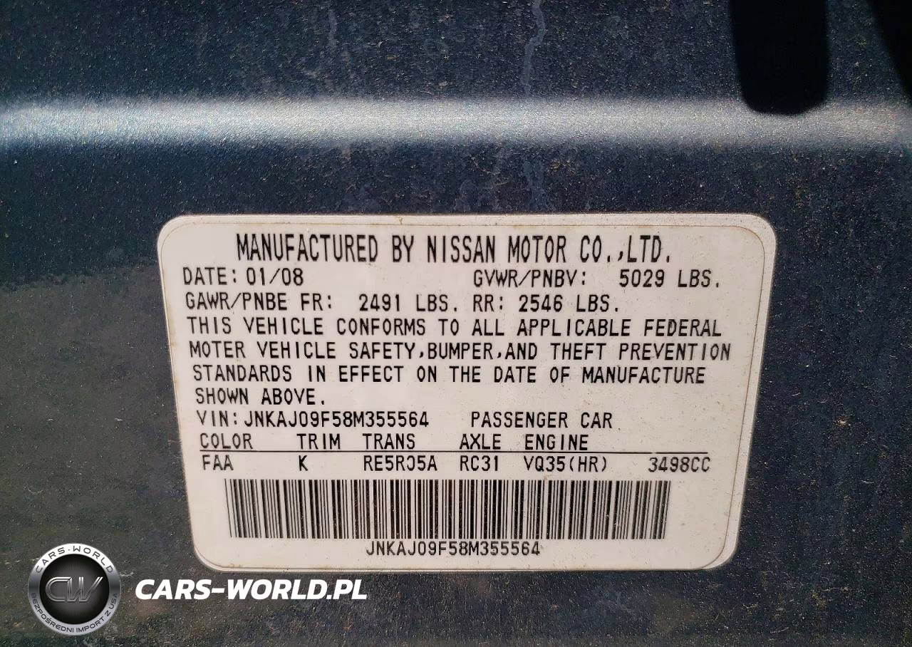 2008 Infiniti Ex35 Base VIN:JNKAJ09F58M355564 - 13