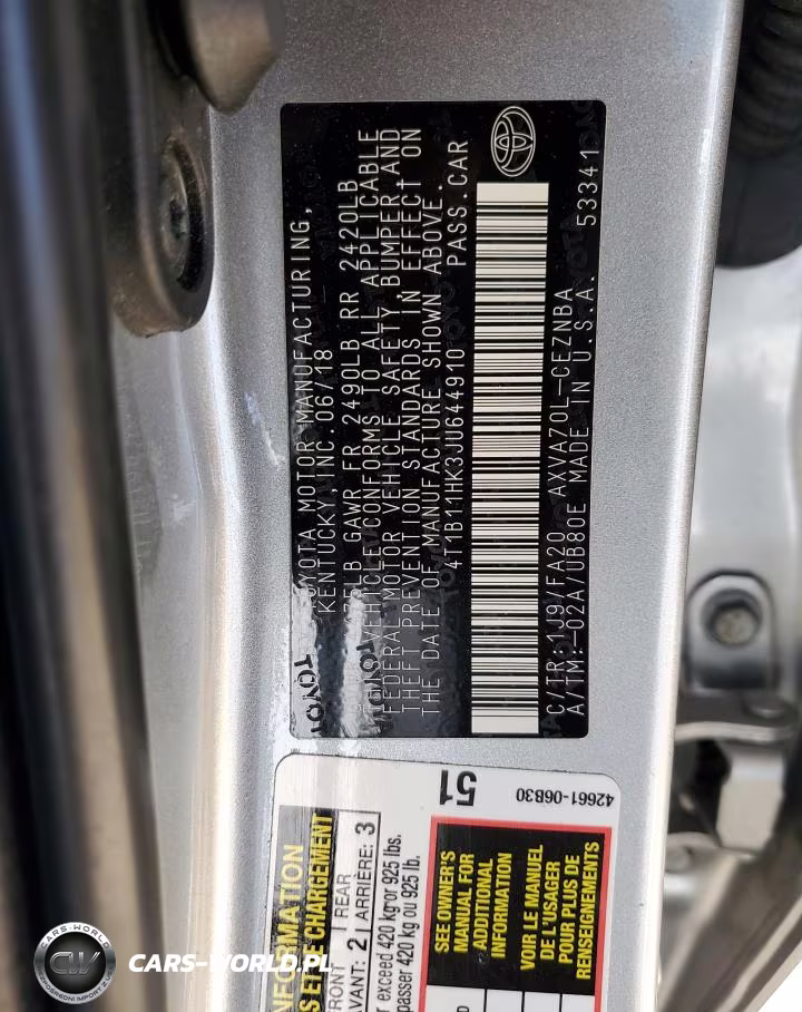 2018 Toyota Camry L VIN:4T1B11HK3JU644910 - 12