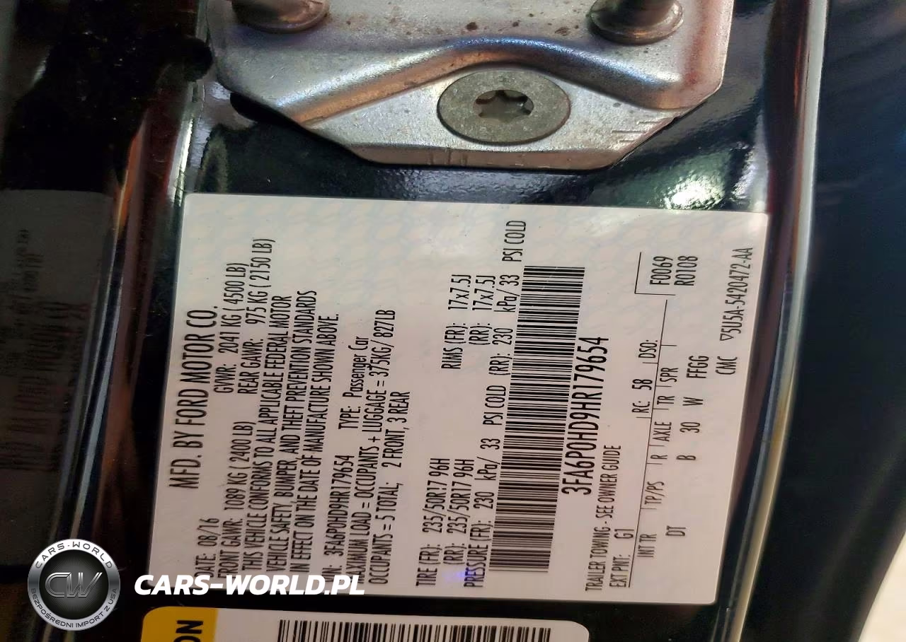 FORD FUSION VIN:3FA6P0HD9HR179654 - 12