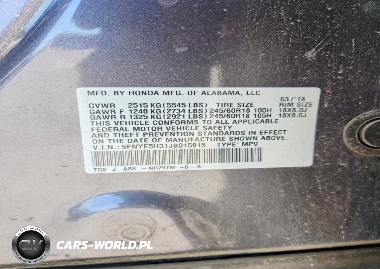 2018 Honda Pilot Ex VIN:5FNYF5H31JB015915 - 13