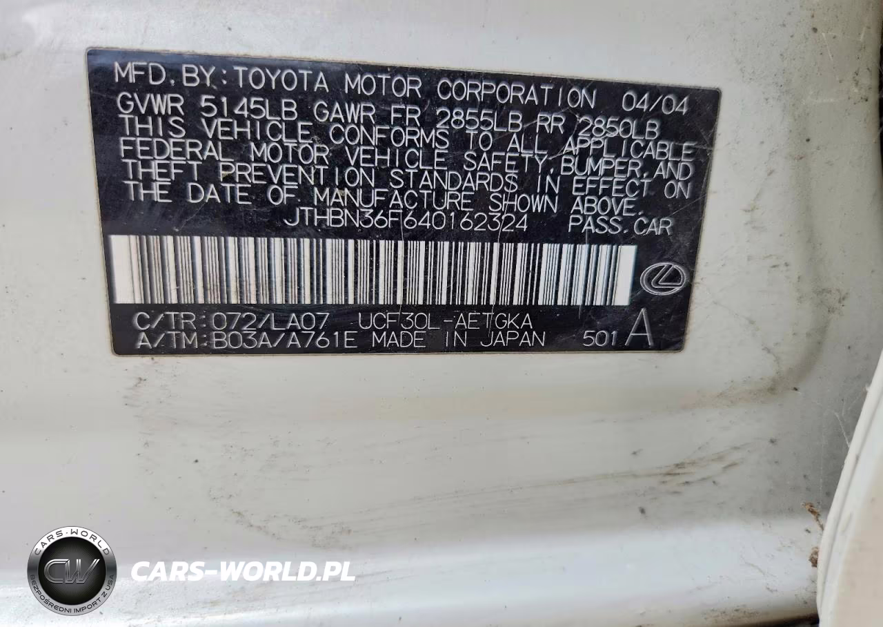 2004 Lexus Ls 430 VIN:JTHBN36F640162324 - 12