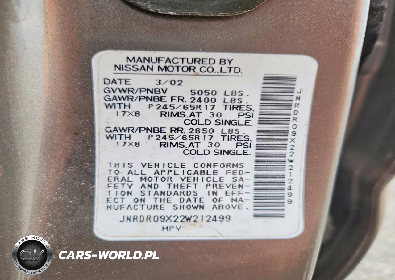 2002 Infiniti Qx4 Base VIN:JNRDR09X22W212499 - 13