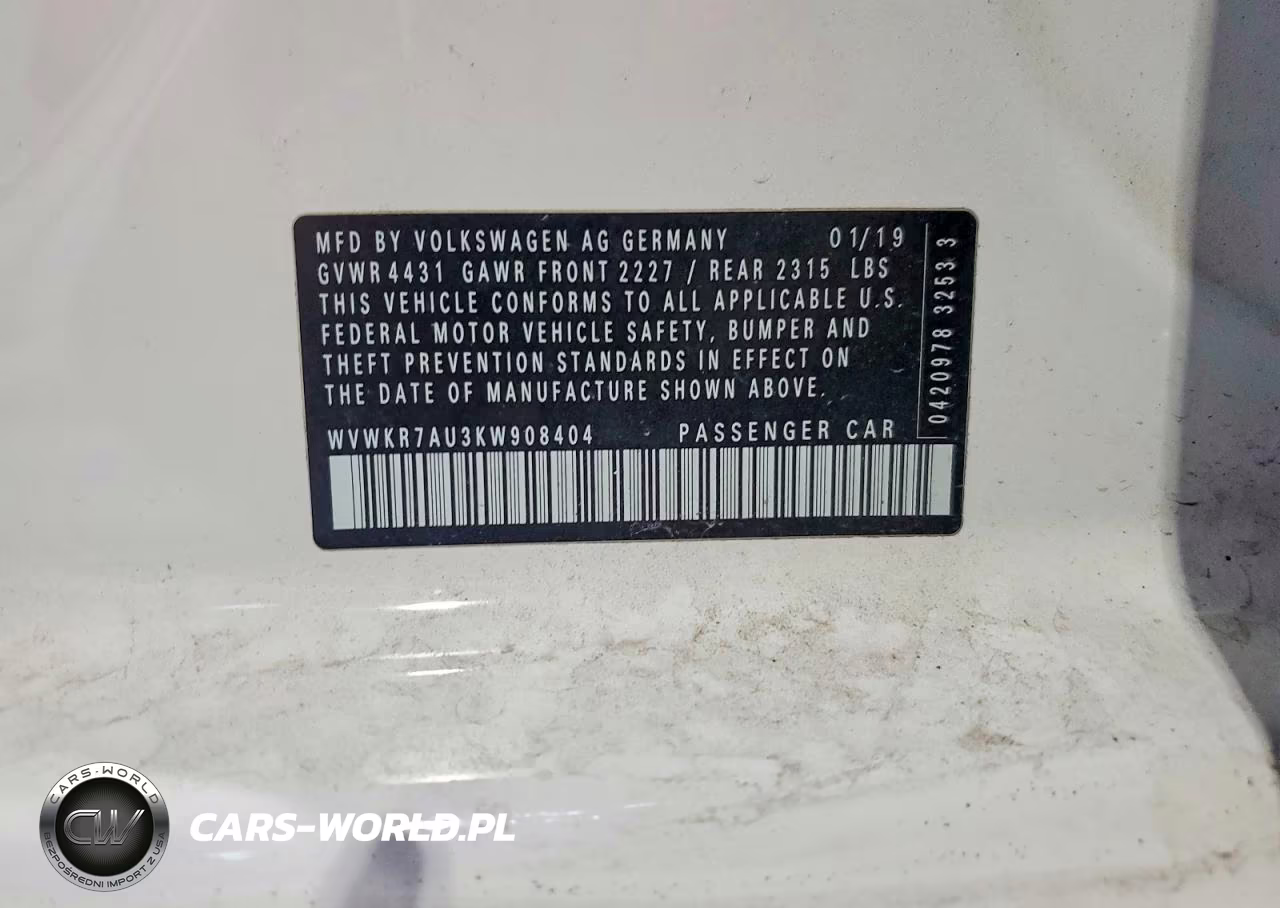 2019 Volkswagen E-Golf Se VIN:WVWKR7AU3KW908404 - 12
