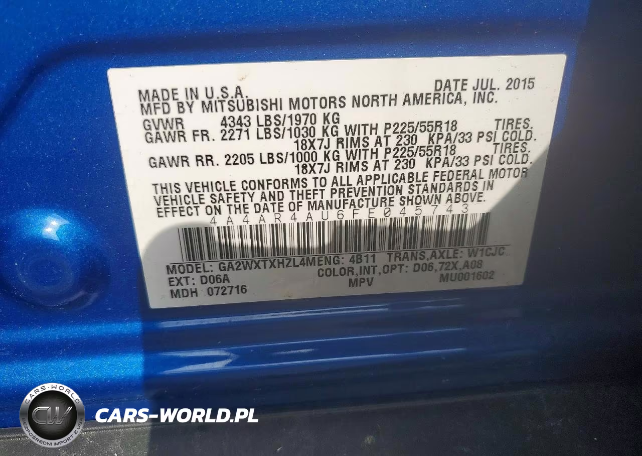 2015 Mitsubishi Outlander Sport Se VIN:4A4AR4AU6FE045743 - 13
