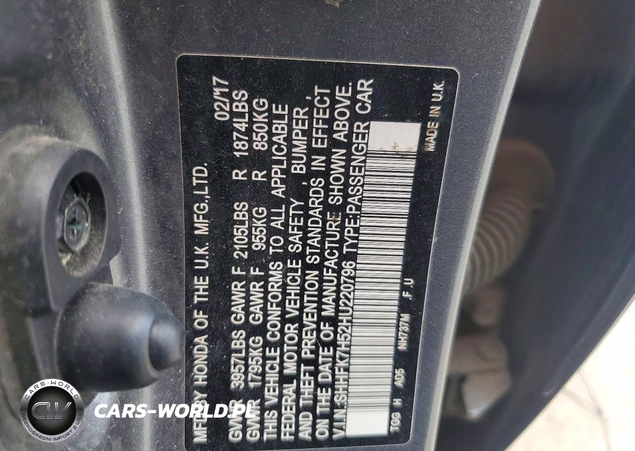 2017 Honda Civic Ex VIN:SHHFK7H52HU220796 - 13