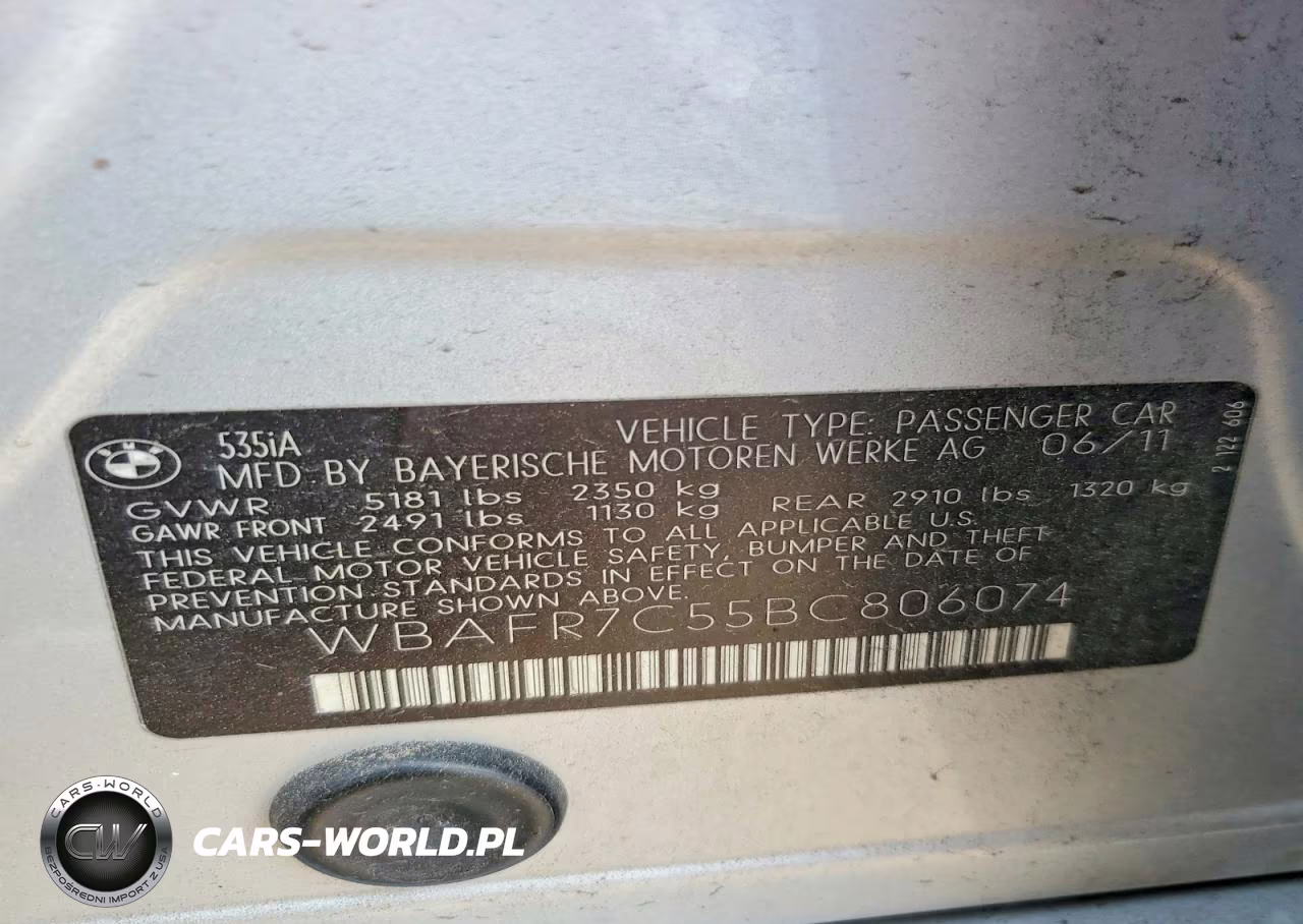 2011 BMW 535 I VIN:WBAFR7C55BC806074 - 12
