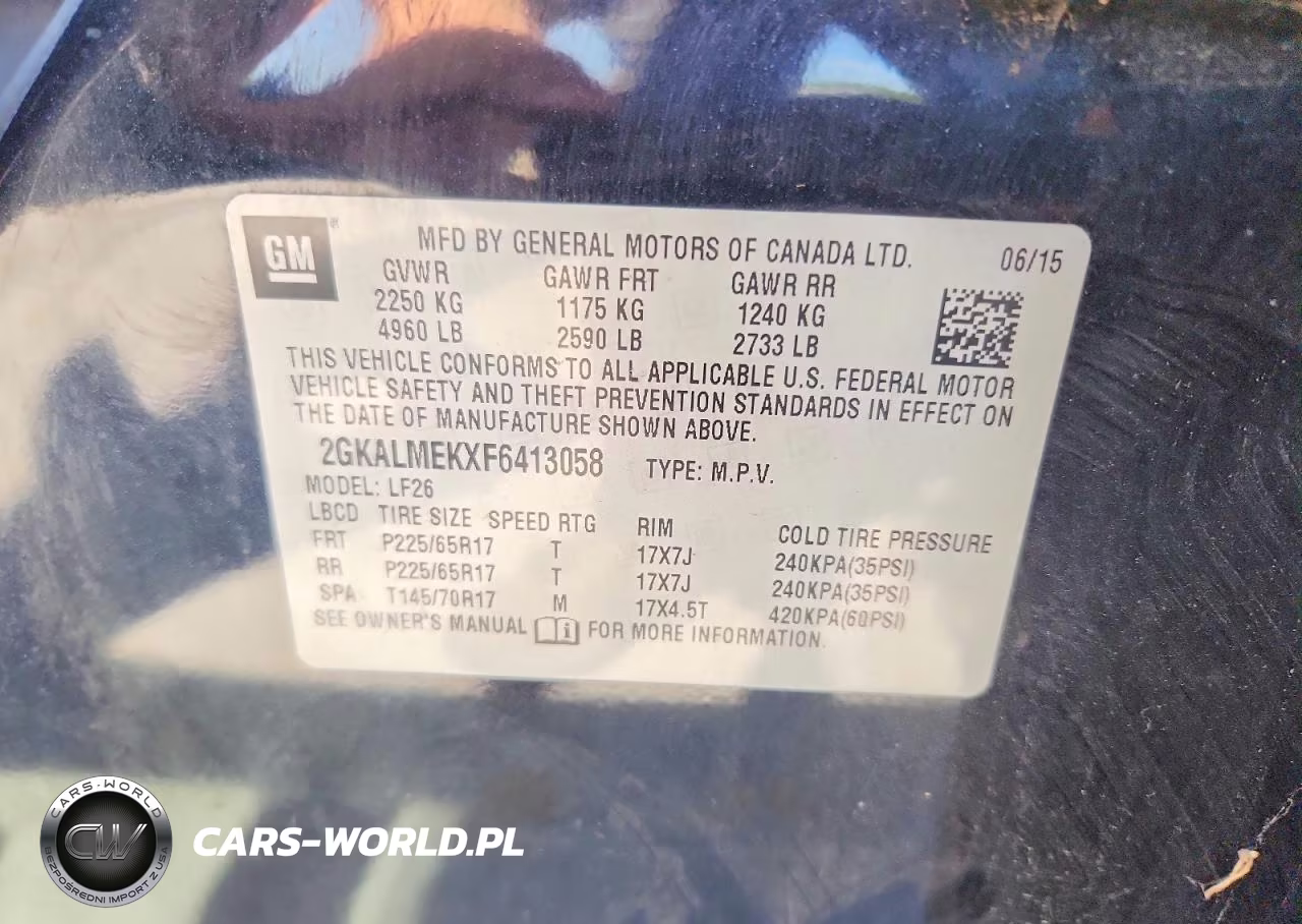 2015 GMC Terrain Sle VIN:2GKALMEKXF6413058 - 13