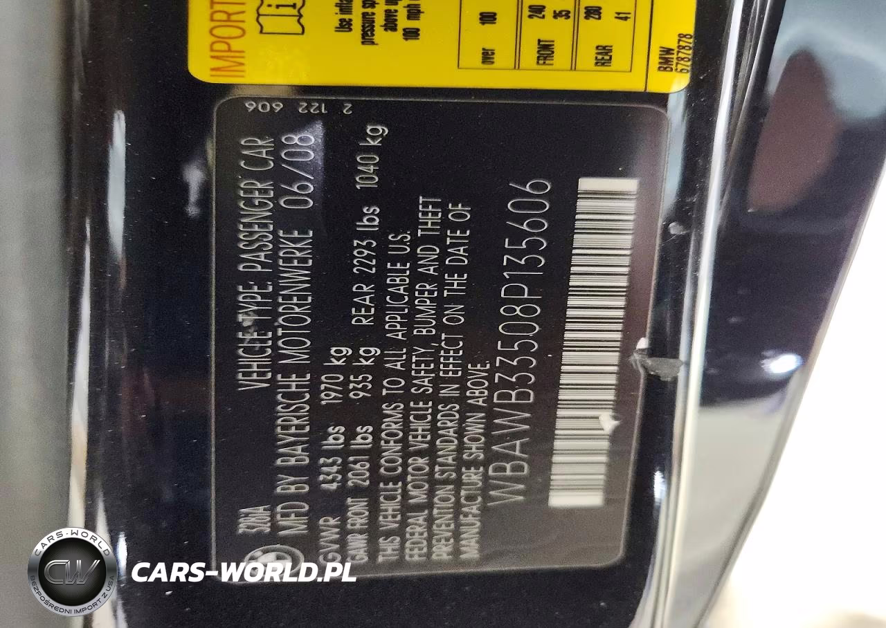 2008 BMW 328 I VIN:WBAWB33508P135606 - 12