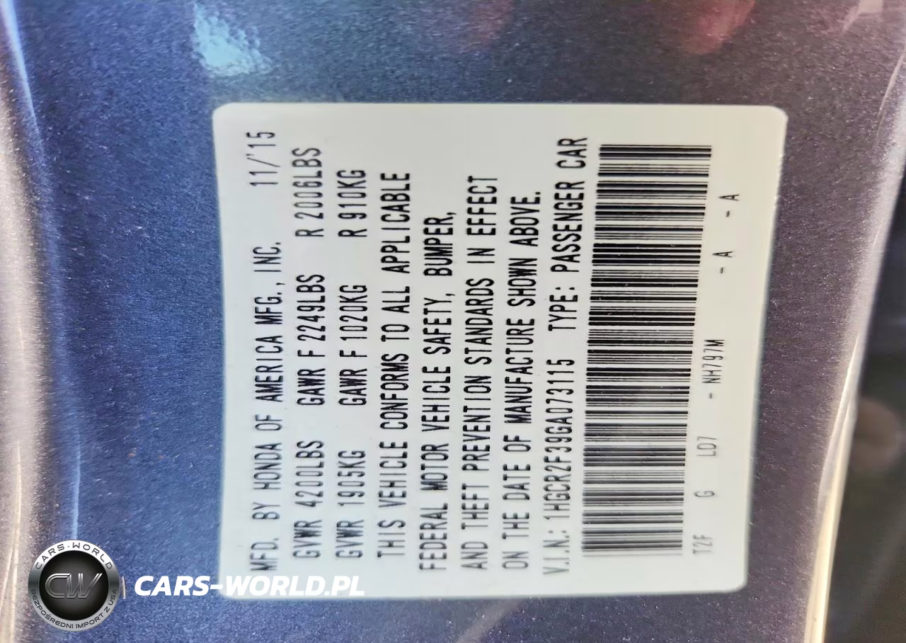 2016 Honda Accord Lx VIN:1HGCR2F39GA073115 - 12