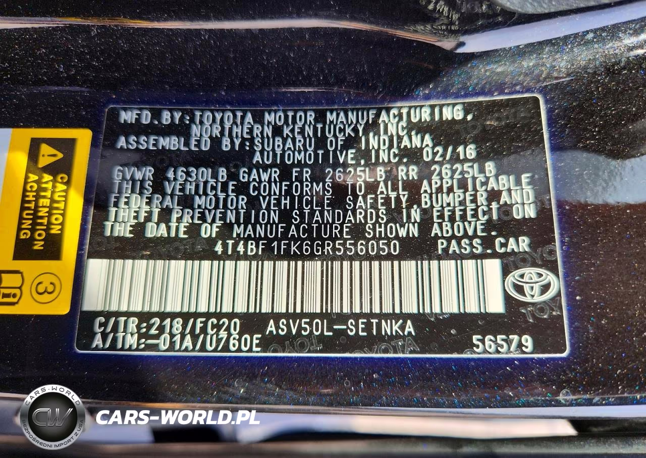 2016 Toyota Camry Le VIN:4T4BF1FK6GR556050 - 12