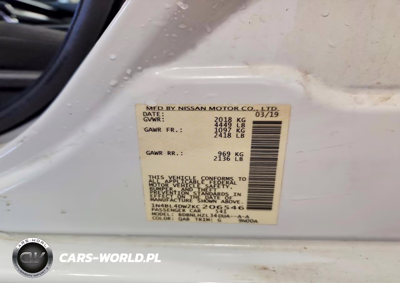 2019 Nissan Altima Sv VIN:1N4BL4DW2KC206546 - 12