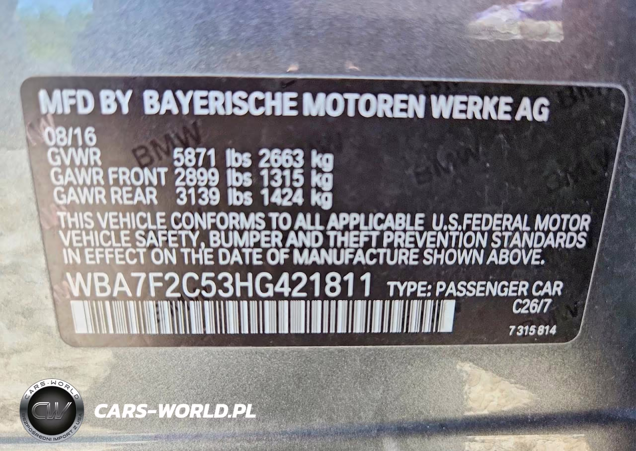 2017 BMW 750 Xi VIN:WBA7F2C53HG421811 - 12
