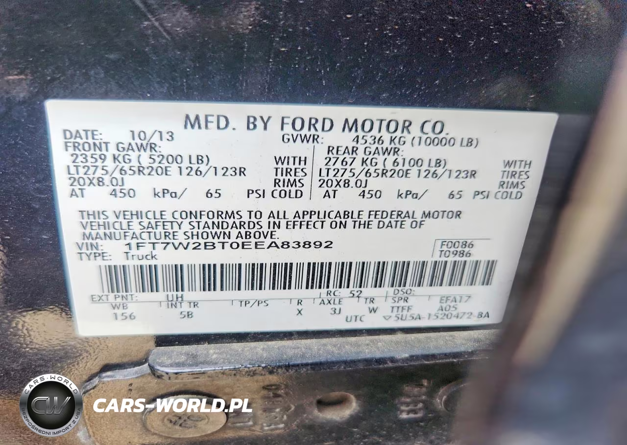 2014 Ford F250 Super Duty VIN:1FT7W2BT0EEA83892 - 12