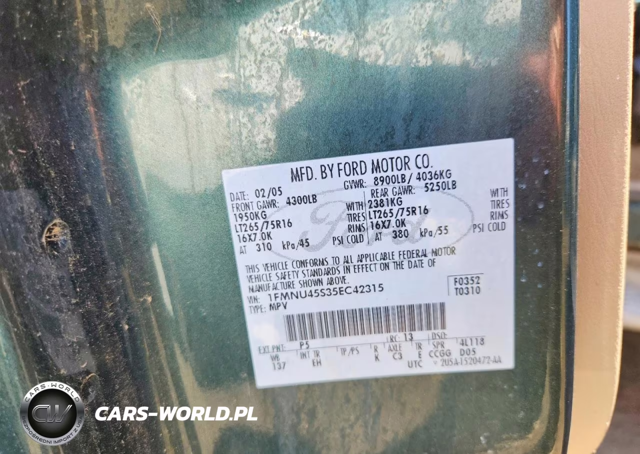 2005 Ford Excursion Eddie Bauer VIN:1FMNU45S35EC42315 - 13
