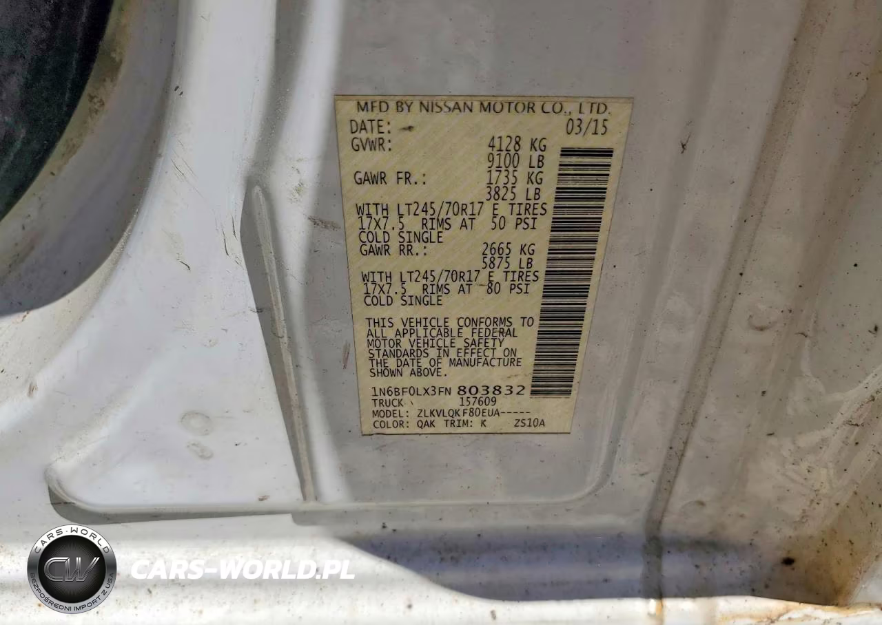 2015 Nissan Nv 2500 VIN:1N6BF0LX3FN803832 - 12