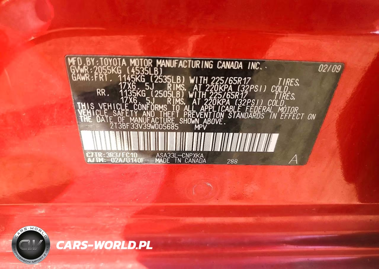 2009 Toyota Rav4 Base VIN:2T3BF33V39W005685 - 13