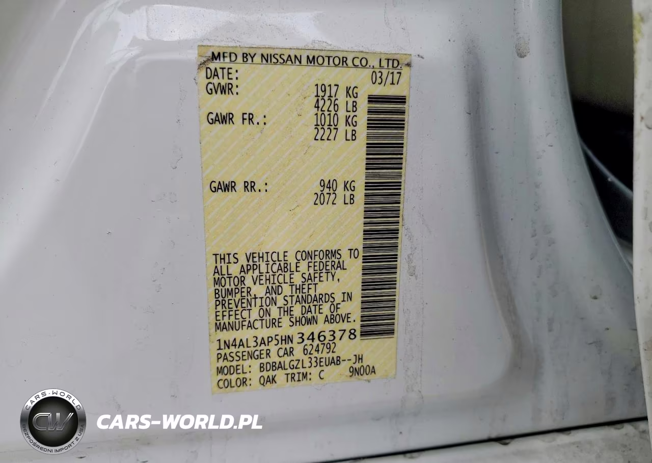 2017 Nissan Altima 2.5 S VIN:1N4AL3AP5HN346378 - 13