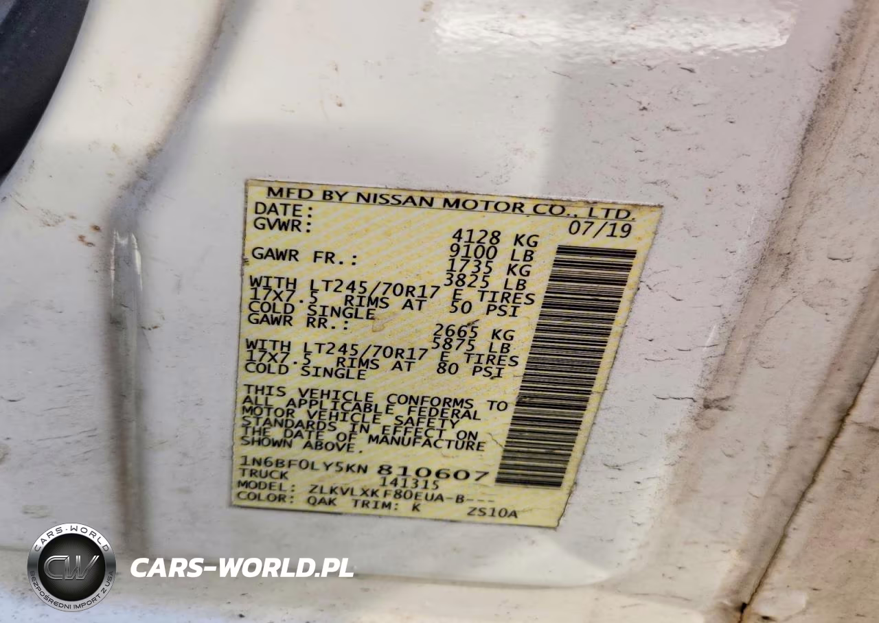2019 Nissan Nv 2500 Hd Sv VIN:1N6BF0LY5KN810607 - 13