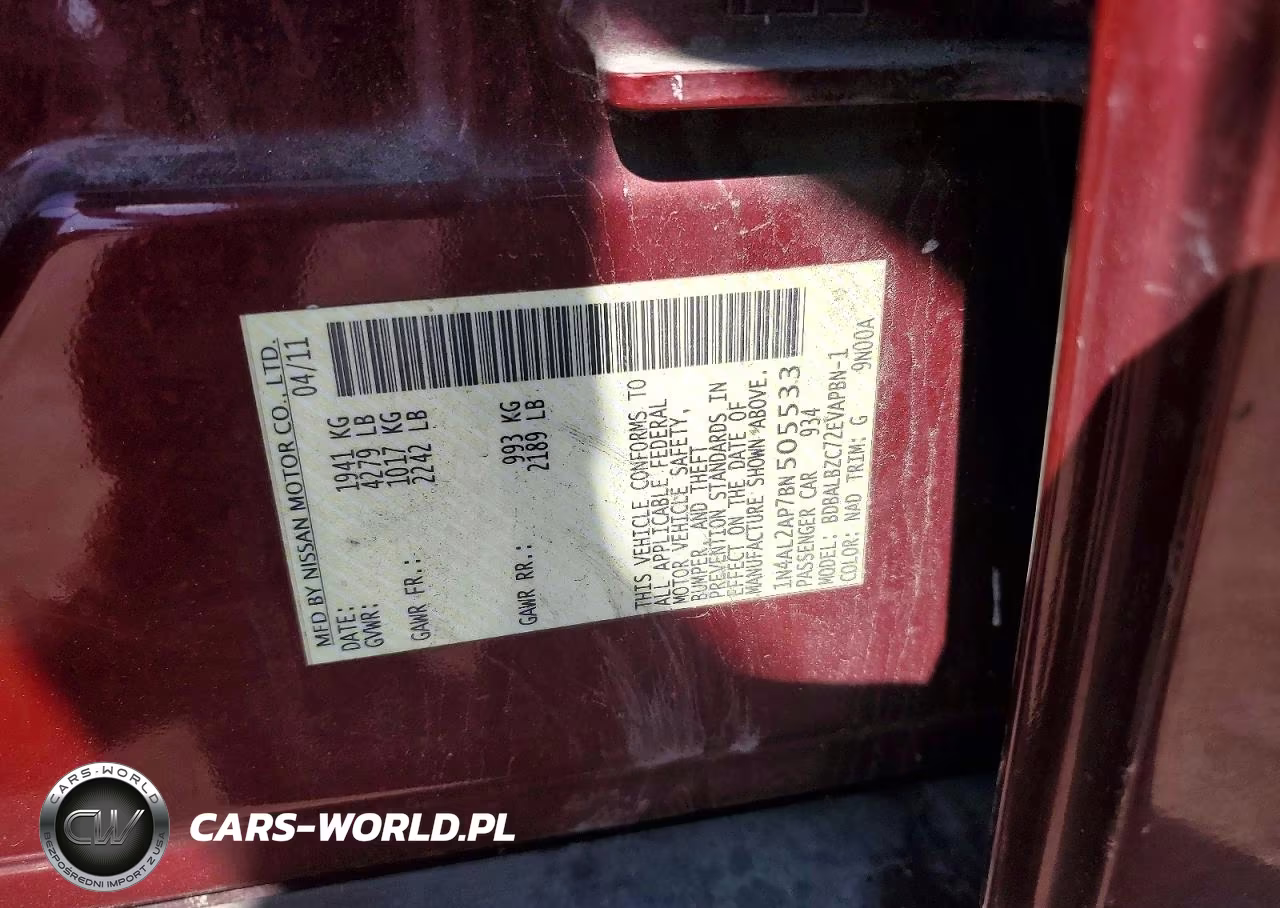 2011 Nissan Altima 2.5 VIN:1N4AL2AP7BN505533 - 12