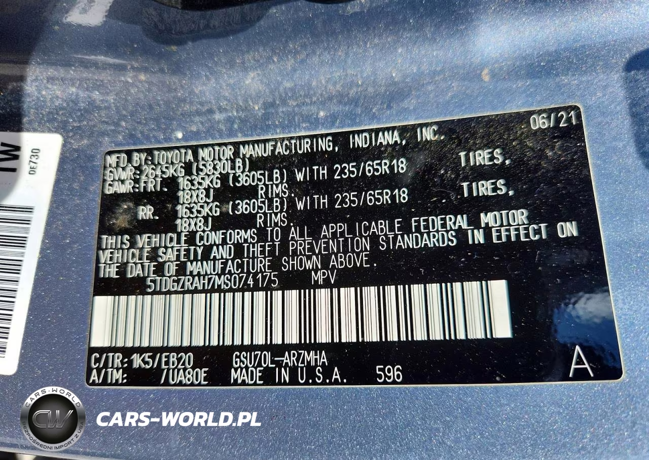 2021 Toyota Highlander Xle VIN:5TDGZRAH7MS074175 - 13