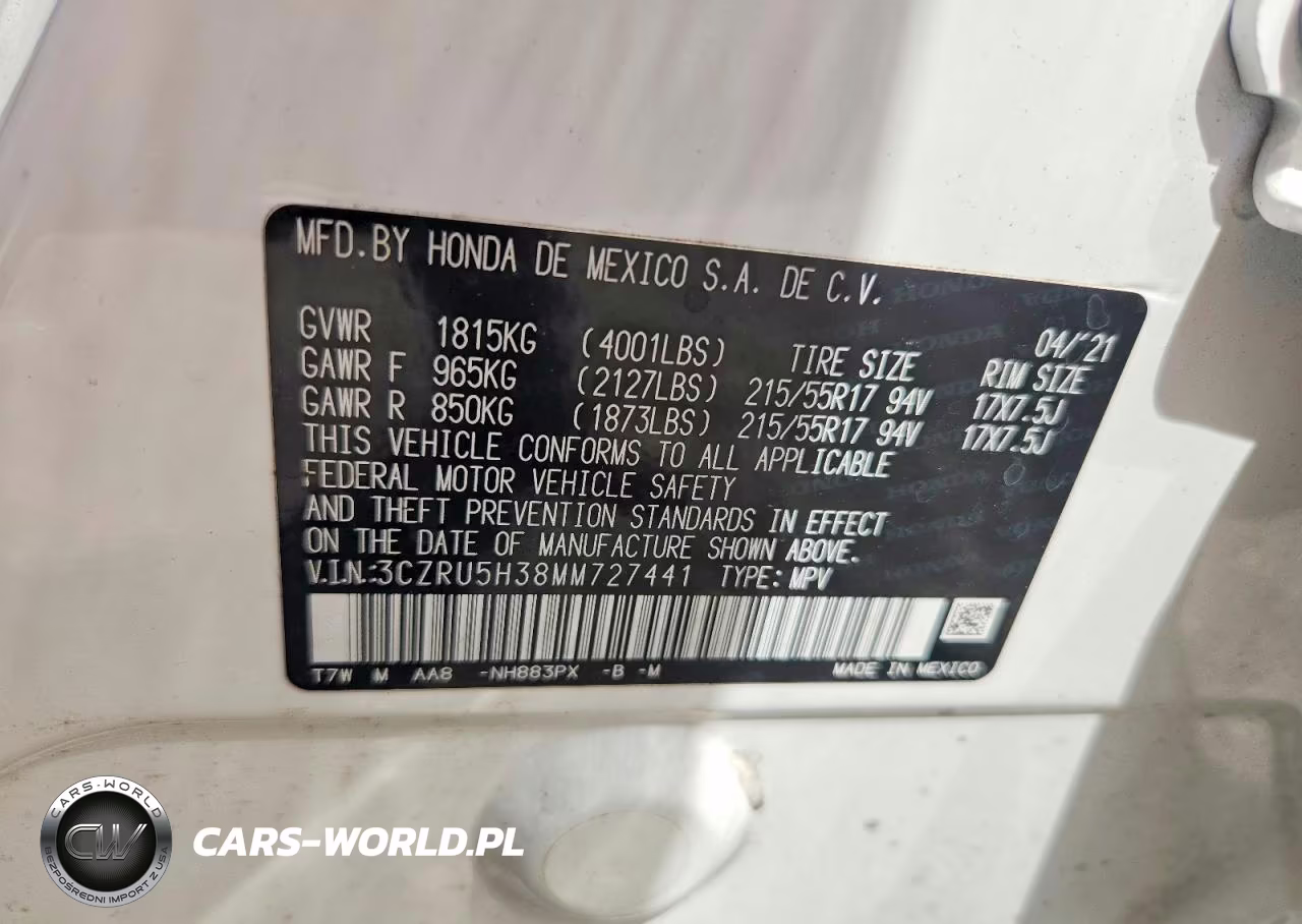 2021 Honda Hr-V Lx VIN:3CZRU5H38MM727441 - 13