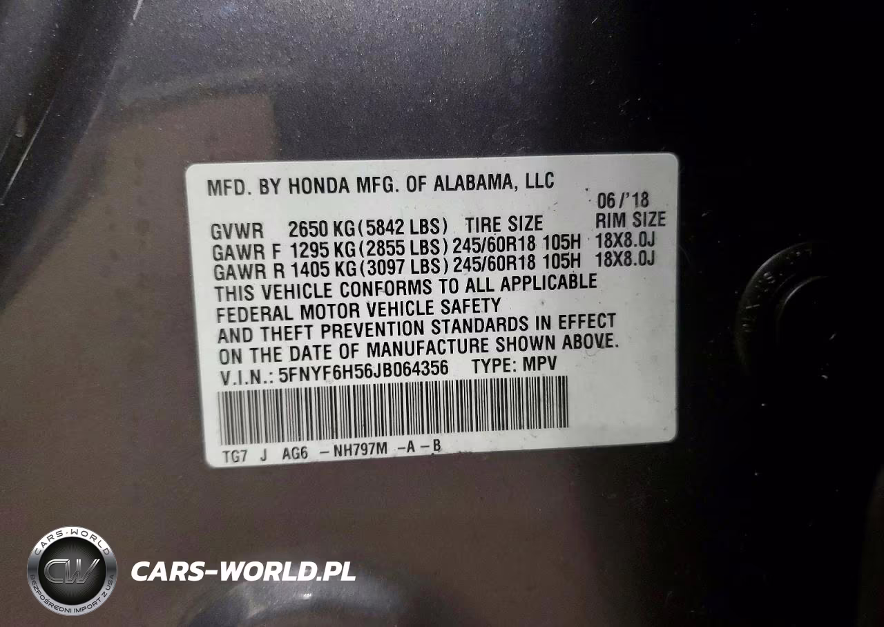2018 Honda Pilot Exl VIN:5FNYF6H56JB064356 - 13