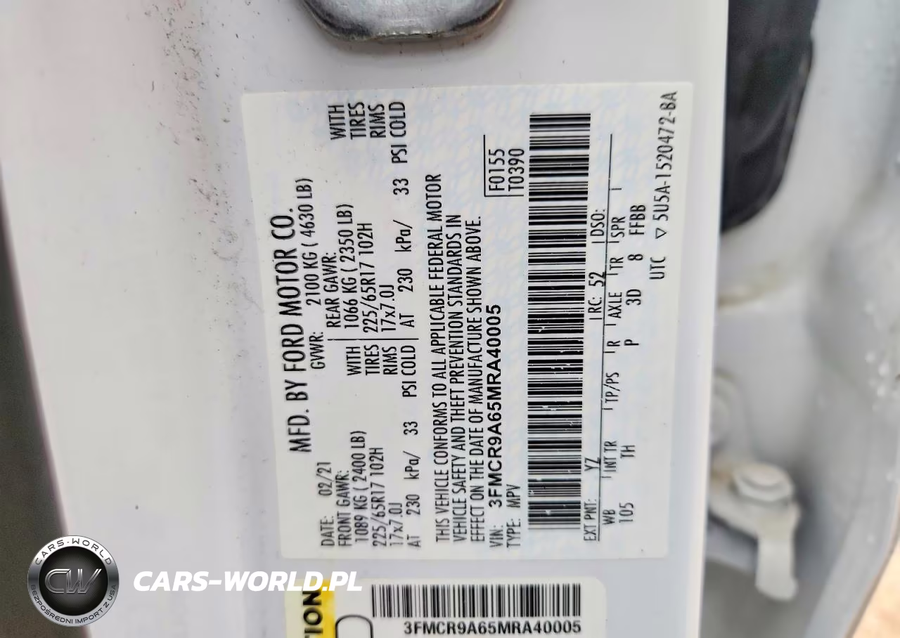 2021 Ford Bronco Sport VIN:3FMCR9A65MRA40005 - 13