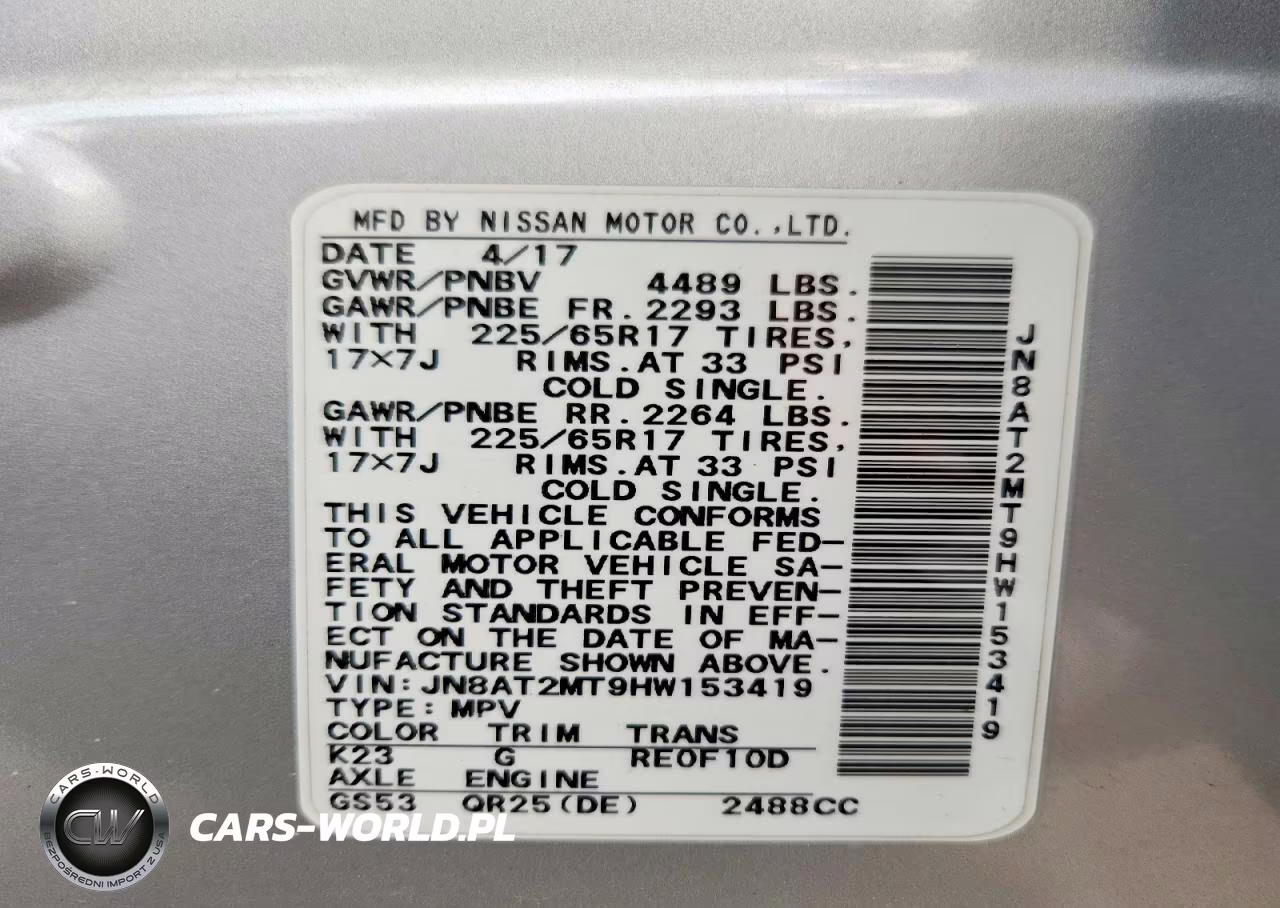 2017 Nissan Rogue Sv VIN:JN8AT2MT9HW153419 - 13