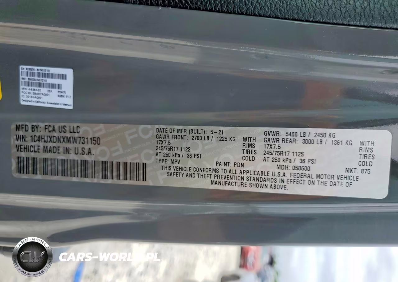 2021 Jeep Wrangler Unlimited Sport VIN:1C4HJXDNXMW731150 - 13