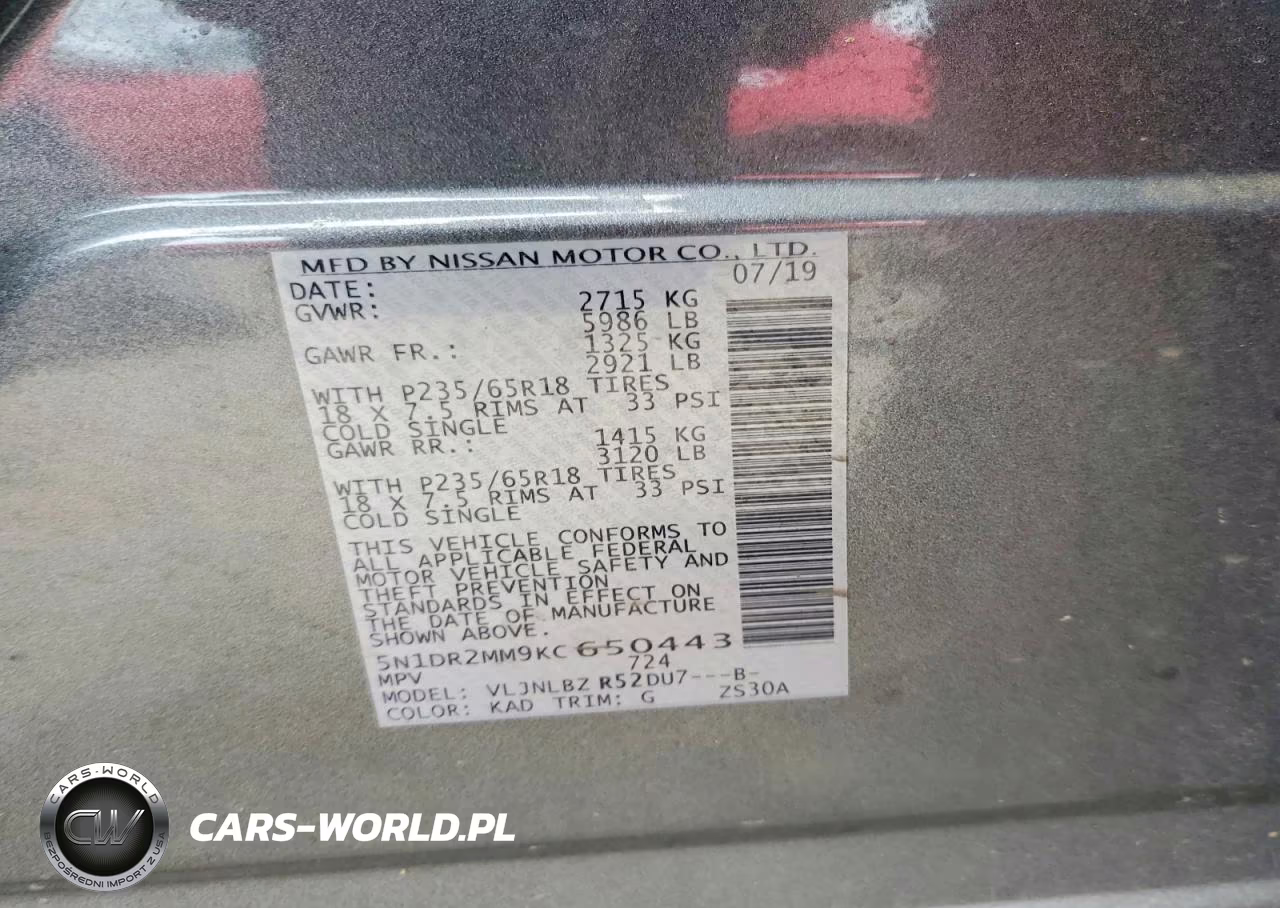 2019 Nissan Pathfinder S VIN:5N1DR2MM9KC650443 - 14
