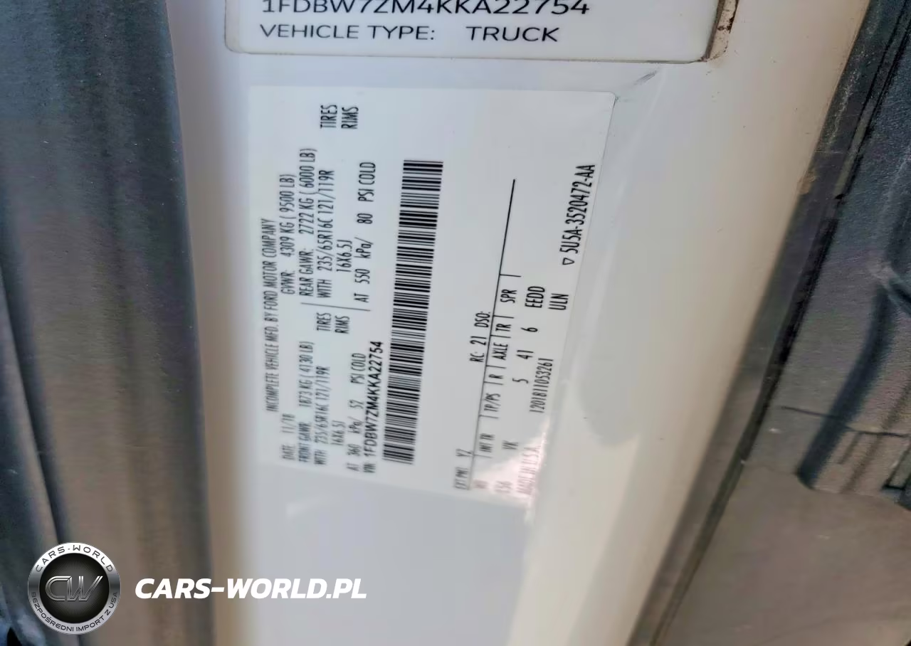 2019 Ford Transit Delivery Truck VIN:1FDBW7ZM4KKA22754 - 12