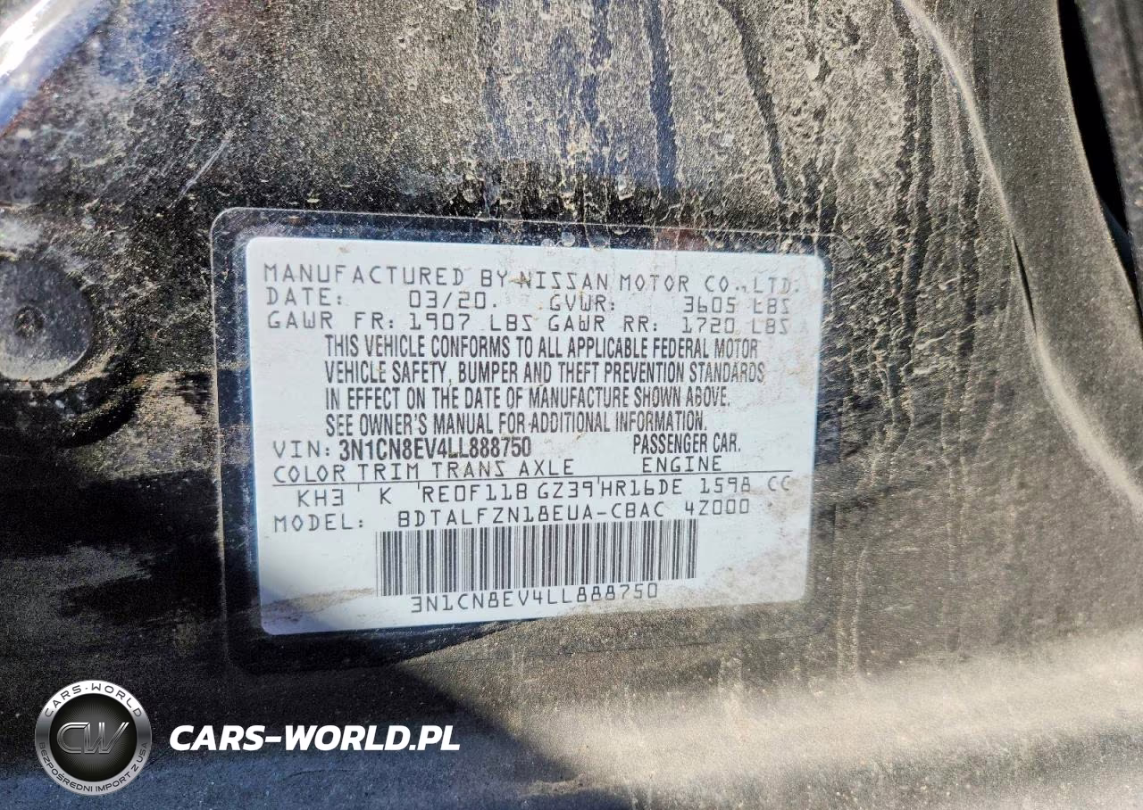 2020 Nissan Versa Sv VIN:3N1CN8EV4LL888750 - 12