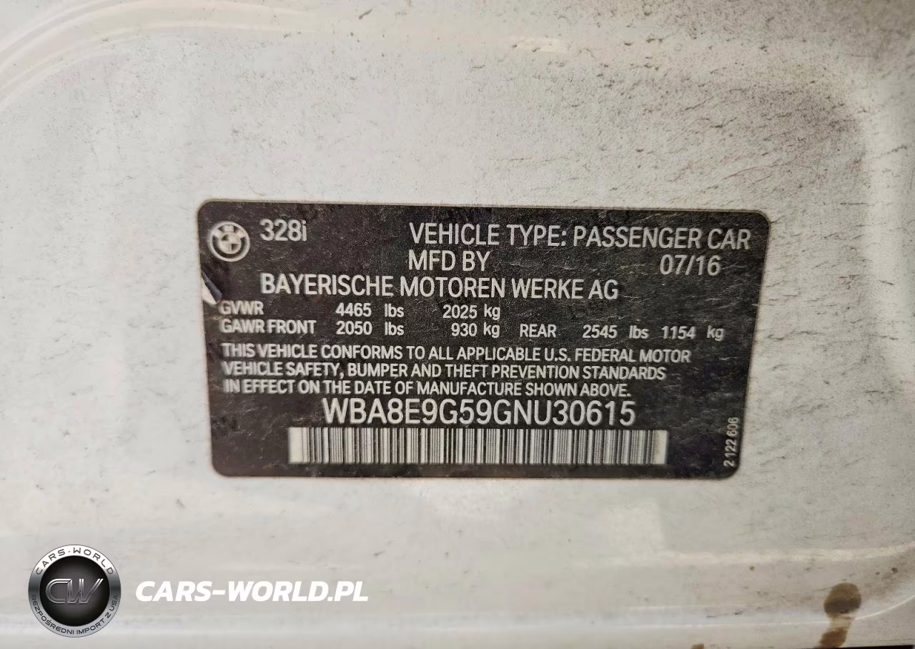 2016 BMW 328 I Sulev VIN:WBA8E9G59GNU30615 - 13