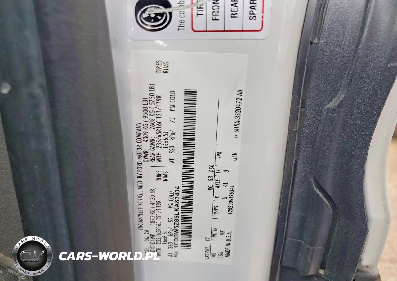 2020 Ford Transit Delivery Truck VIN:1FDBW5Z86LKA83404 - 12