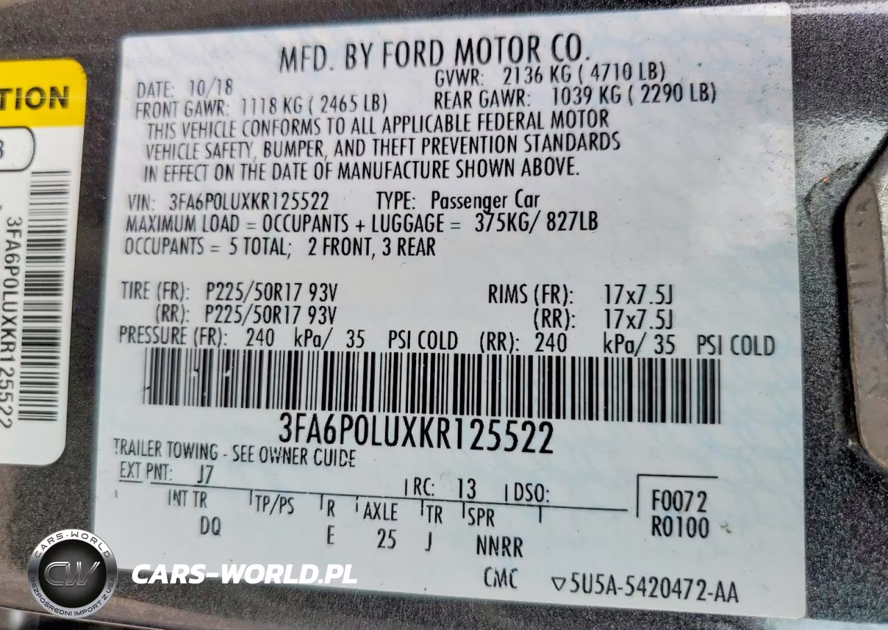 2019 Ford Fusion Se VIN:3FA6P0LUXKR125522 - 13