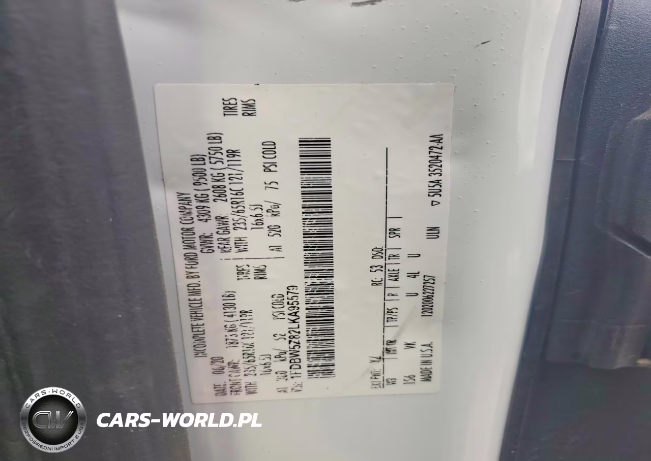 2020 Ford Transit Delivery Truck VIN:1FDBW5Z82LKA95579 - 12