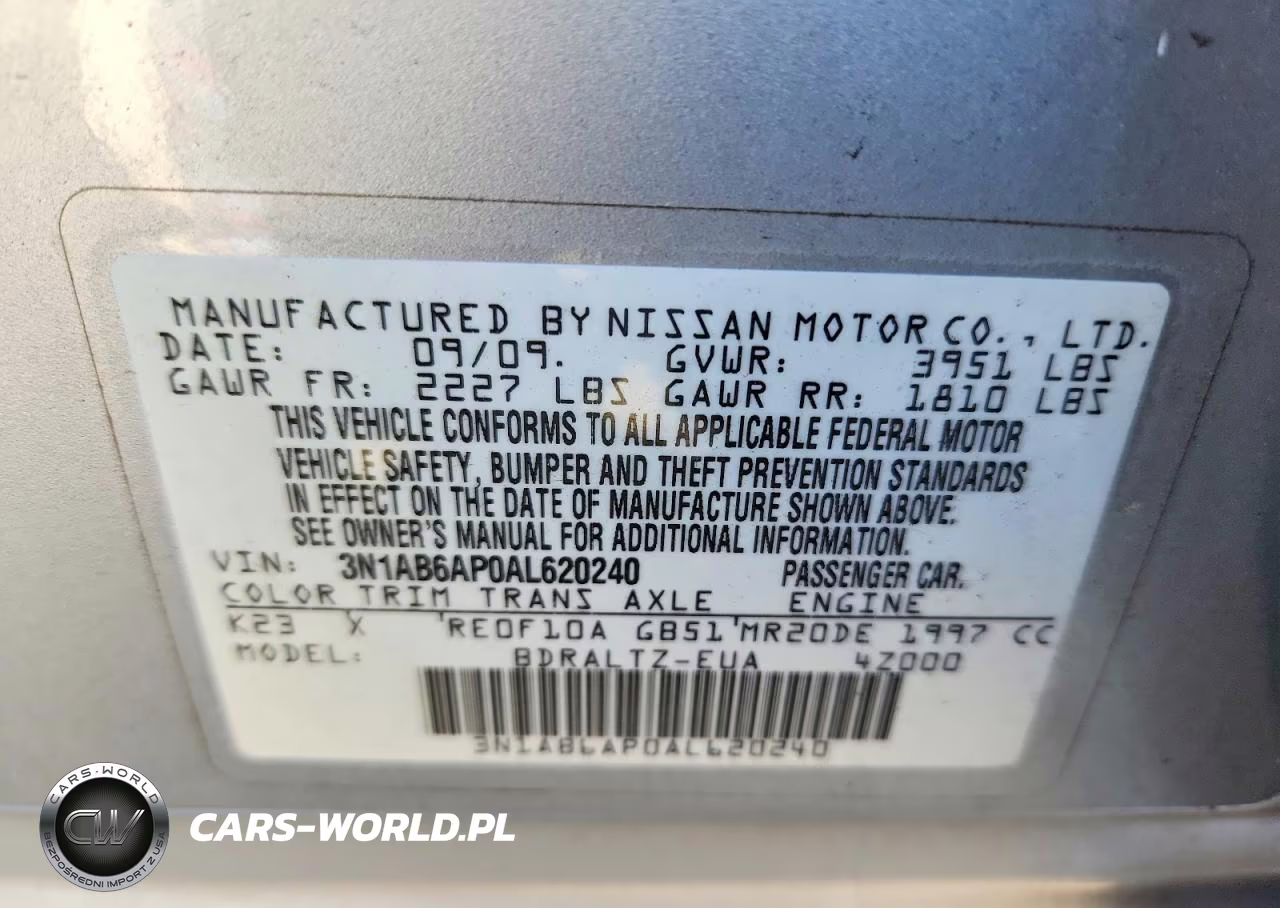 2010 Nissan Sentra 2.0 VIN:3N1AB6AP0AL620240 - 12