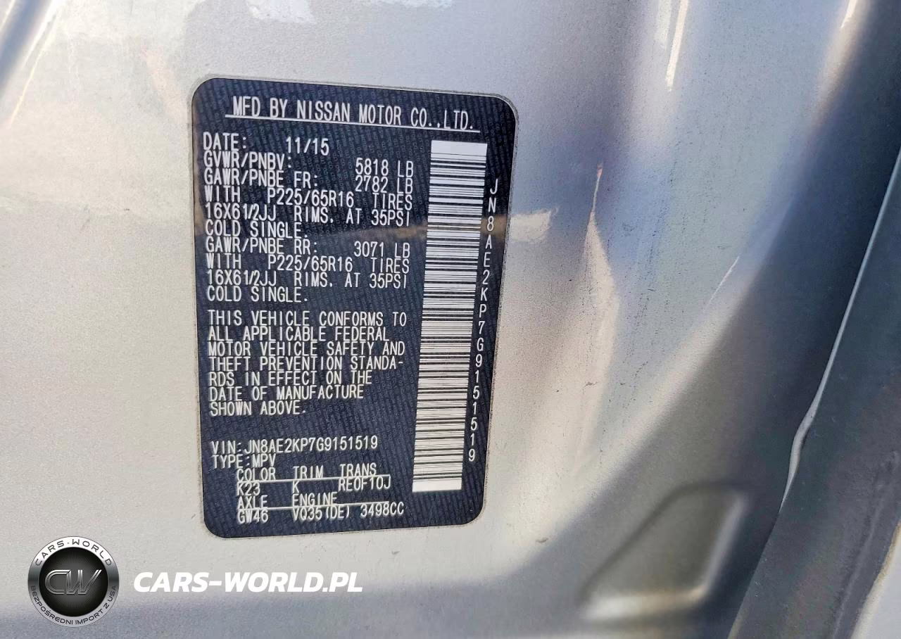 2016 Nissan Quest S VIN:JN8AE2KP7G9151519 - 13