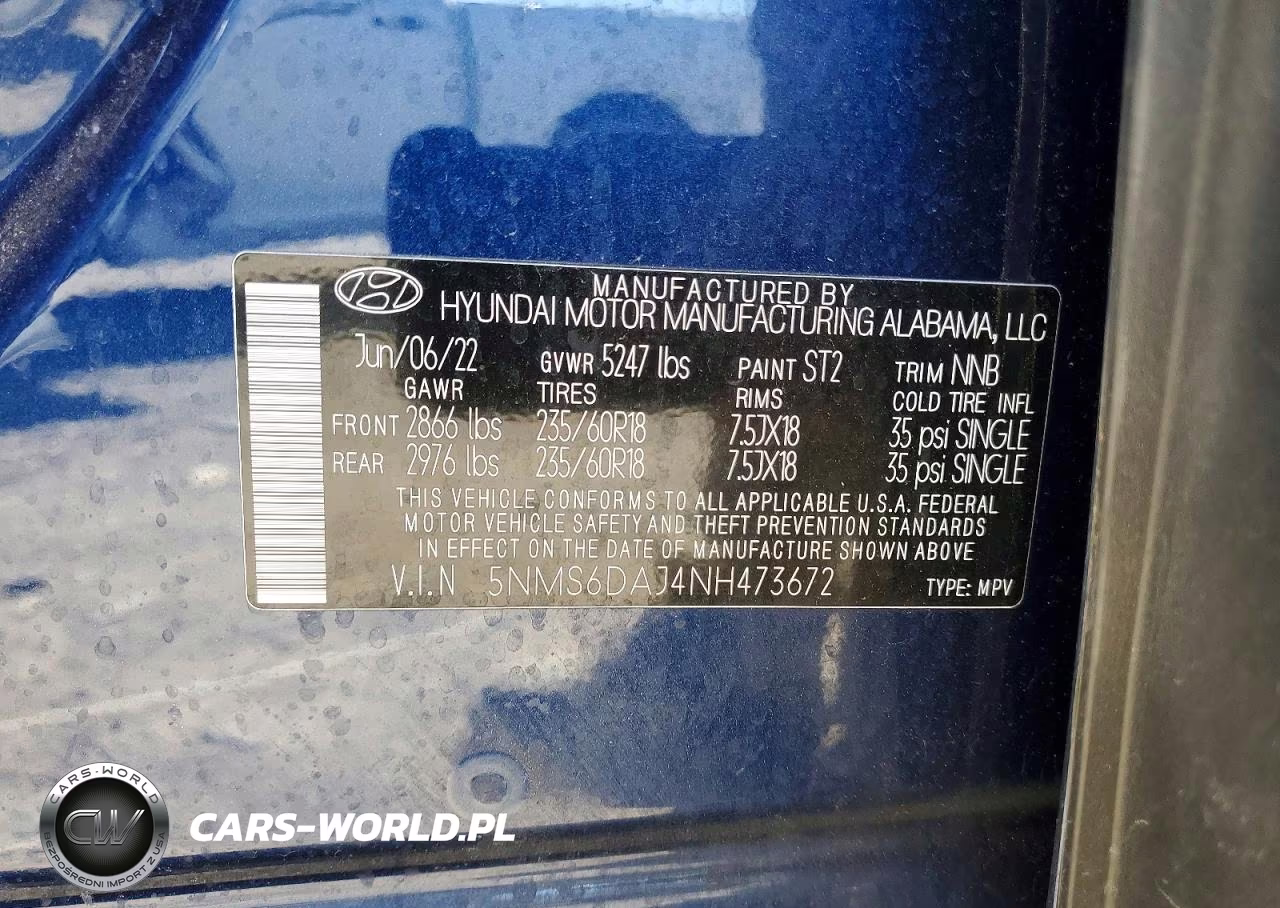 2022 Hyundai Santa Fe Xrt VIN:5NMS6DAJ4NH473672 - 12