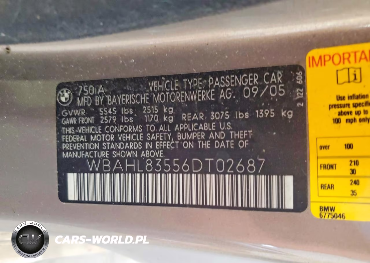2006 BMW 750 I VIN:WBAHL83556DT02687 - 12