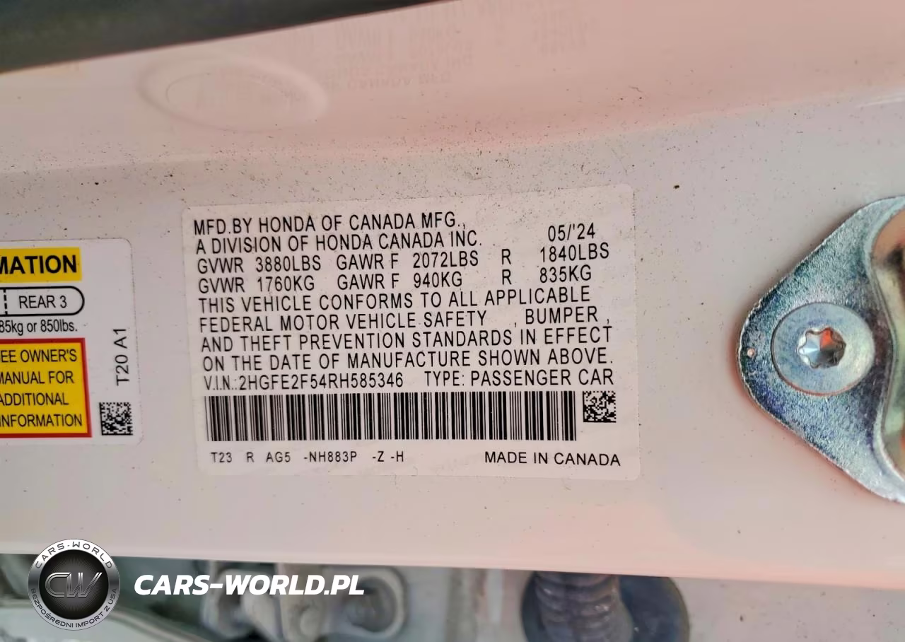 2024 Honda Civic Sport VIN:2HGFE2F54RH585346 - 13