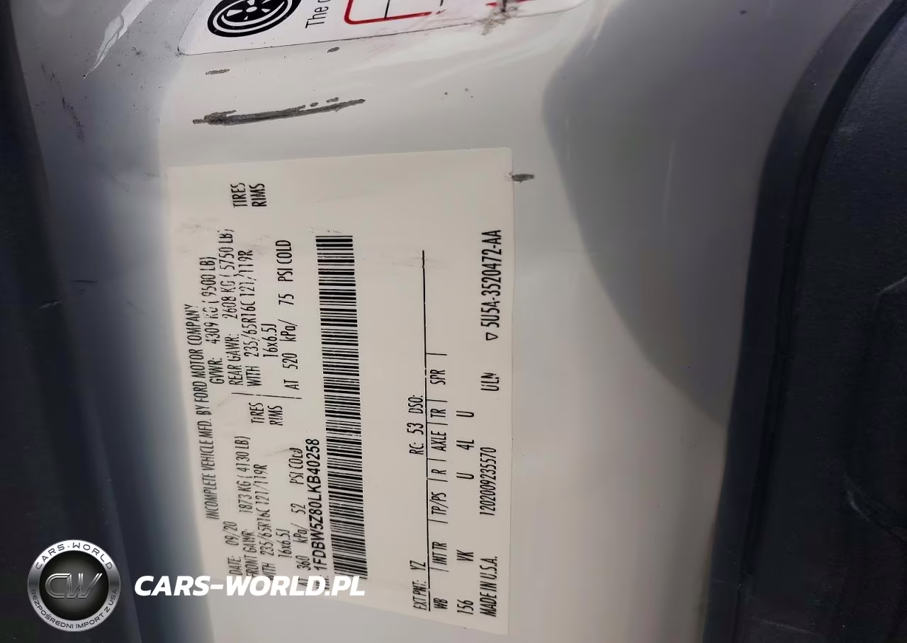 2020 Ford Transit Delivery Truck VIN:1FDBW5Z80LKB40258 - 12