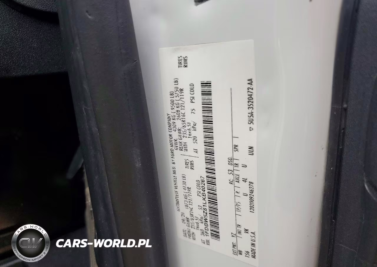 2020 Ford Transit Delivery Truck VIN:1FDBW5Z81LKB40267 - 12