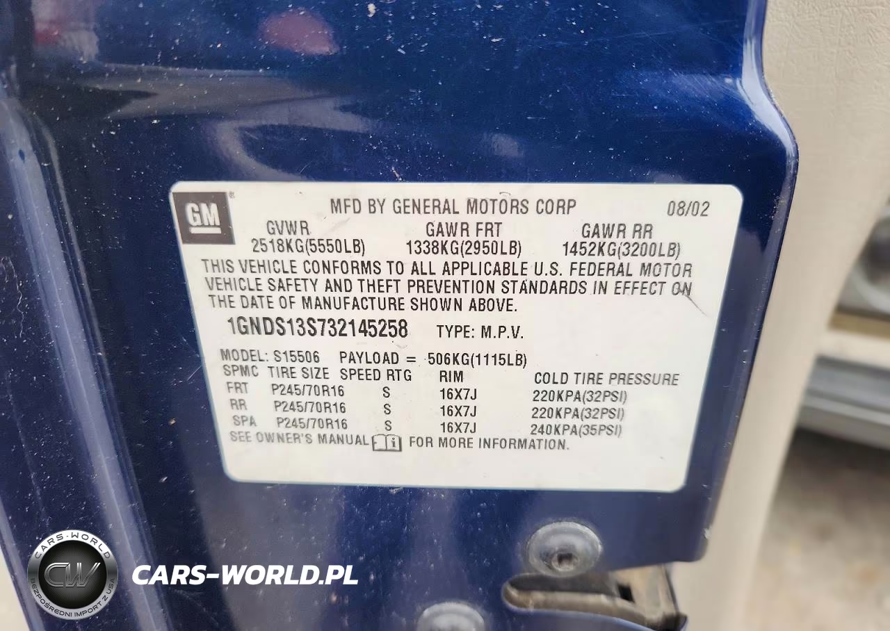 2003 Chevrolet Trailblazer VIN:1GNDS13S732145258 - 12