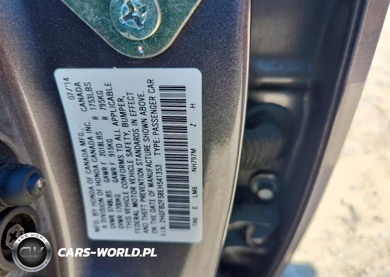 2014 Honda Civic Lx VIN:2HGFB2F58EH541353 - 12
