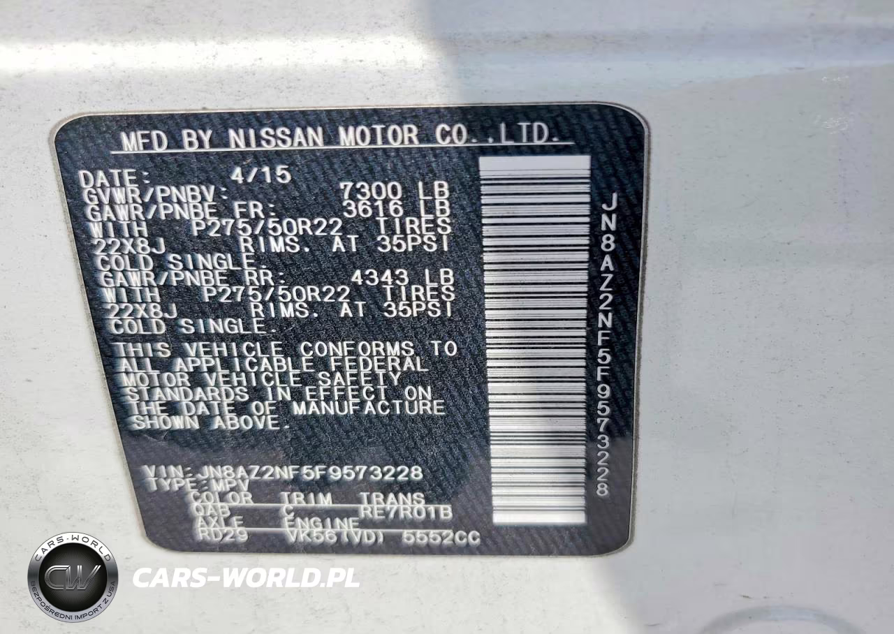2015 Infiniti Qx80 Base VIN:JN8AZ2NF5F9573228 - 14