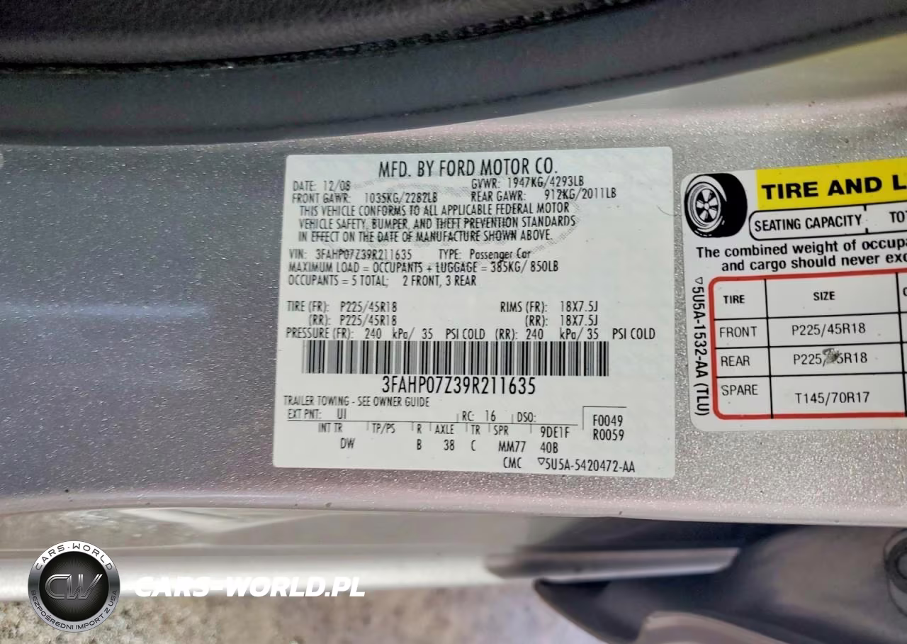 2009 Ford Fusion Se VIN:3FAHP07Z39R211635 - 12
